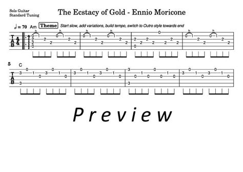 Ecstasy of Gold Fingerstyle Tab & Chords - Ennio Morricone