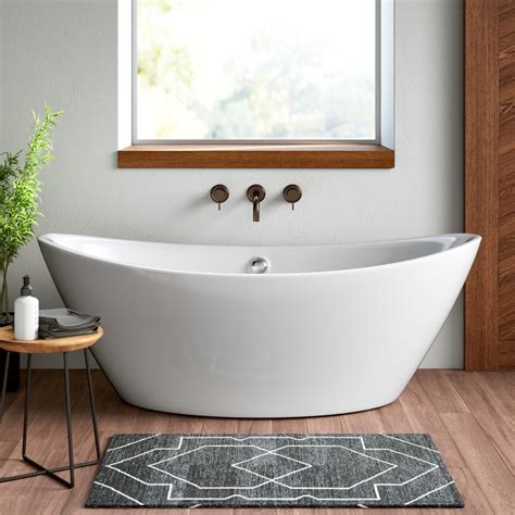 Ebern Designs 71" x 33" Freestanding Soaking Acrylic Bathtub & Reviews | Wayfair