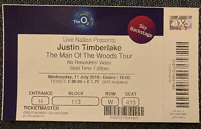 Justin Timberlake Ticket Stub - The O2 Arena London | eBay