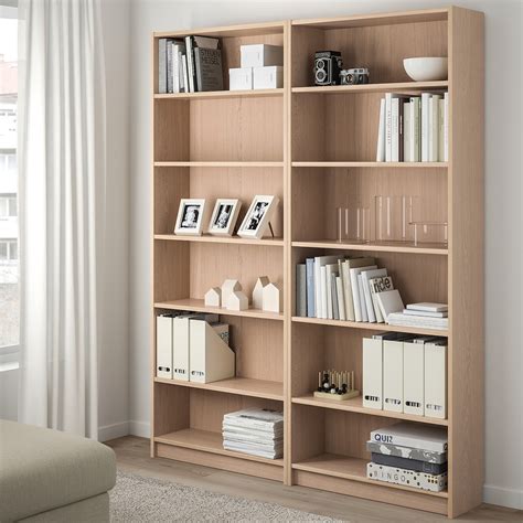 BILLY Bookcase, white stained oak veneer, 160x28x202 cm - IKEA Ireland
