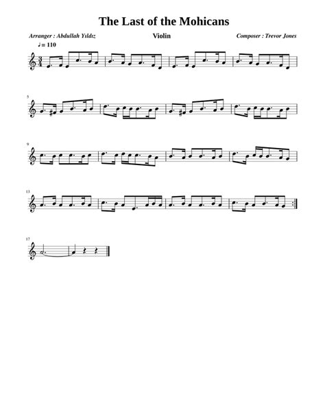 The Last of the Mohicans Theme - Violin Sheet music for Violin (Solo) | Musescore.com