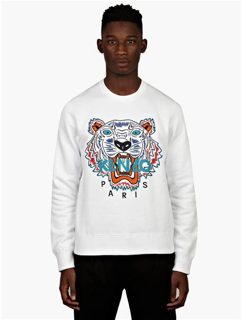 Kenzo Mens White Tiger Print Sweatshirt in White for Men | Lyst