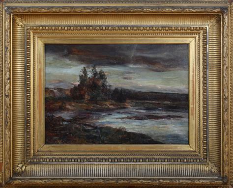 James Herbert Snell - View across a Lake, late 19th century oil on ...