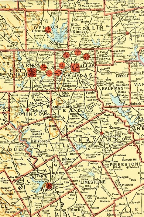 Northern Texas Map of Central Texas Vicinity Area Map Matted | Etsy