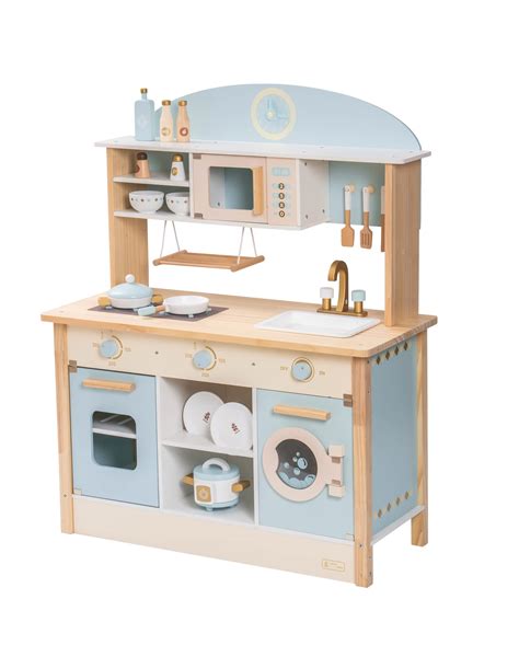 ROBUD Kids Kitchen Playset Wooden Kids Play Kitchen Set Pretend Play for Toddlers Boys Girls ...