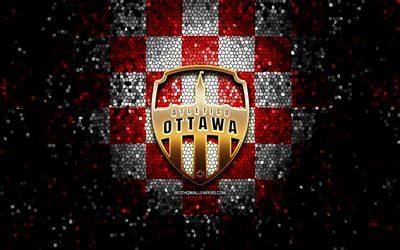 Download wallpapers Atletico Ottawa FC, glitter logo, Canadian Premier League, red white ...