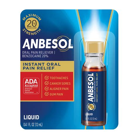 Anbesol Liquid Maximum Strength, Instant Oral Pain Relief, 0.41 oz ...