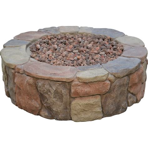 36" Gas Outdoor Patio Stacked Stone Round Fire Pit - Walmart.com - Walmart.com