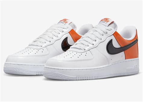 Nike Air Force 1 Low White Black Orange Patent DJ9942-103 Release Date ...