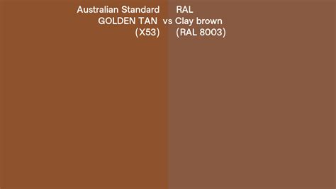 Australian Standard GOLDEN TAN (X53) vs RAL Clay brown (RAL 8003) side ...