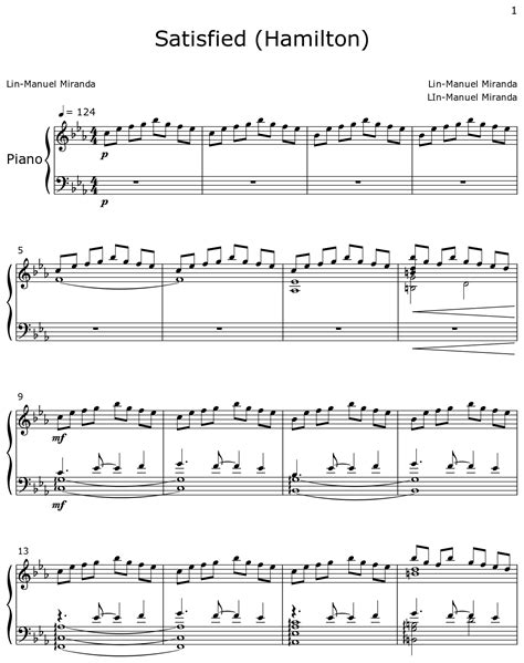 Satisfied (Hamilton) - Sheet music for Piano