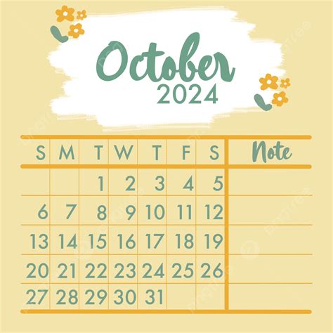 October Calendar 2024 Template Download on Pngtree