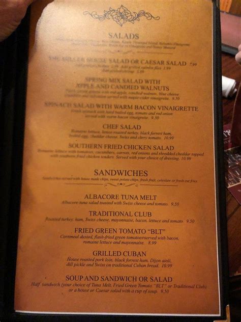 Menu at The Miller House pub & bar, Owensboro