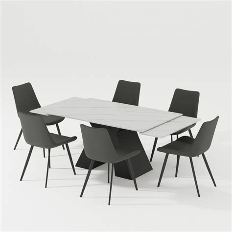 Modern Extendable Dining Table Set for 6