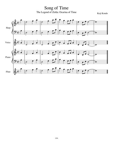 Song of Time Sheet music for Piano, Vocals, Flute, Harp (Mixed Quartet) | Musescore.com