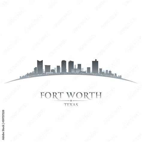 Fort Worth Texas city skyline silhouette white background Stock Vector ...