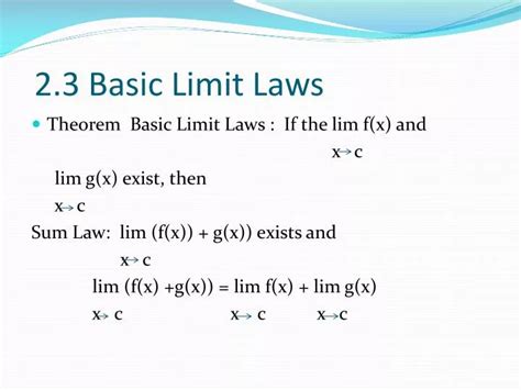 PPT - 2.3 Basic Limit Laws PowerPoint Presentation, free download - ID:3875580