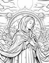 Virgin Mary In Heaven 2023  Catholic Coloring Page sketch template