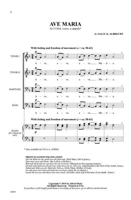 Ave Maria by Sally K. Albrecht - Choir - Digital Sheet Music | Sheet Music Plus