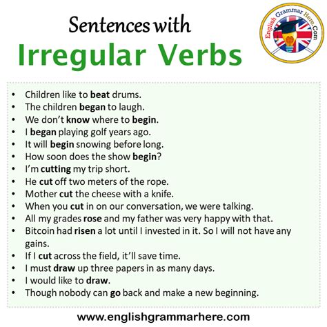 Example Sentences Using Irregular Verbs In All Tenses, 53% OFF