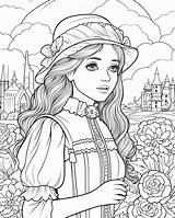 Premium Photo  Old Fashioned Girl Coloring Page sketch template