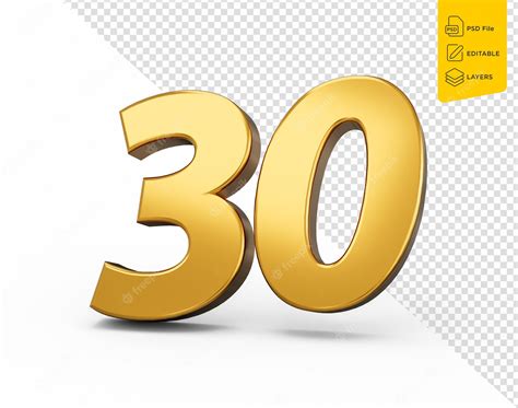 Premium PSD | Gold number 30 thirty isolated on white background shiny 3d number 30 made of gold ...