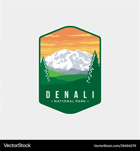 Denali national park logo Royalty Free Vector Image