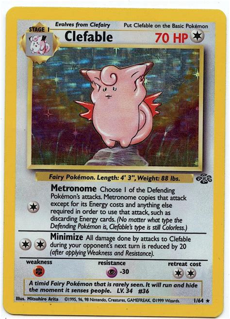 Lot - Pokemon Clefable 1/64 Holo Card 70 HP