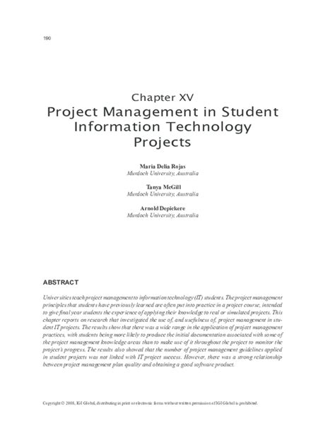 (PDF) Project Management in Student Information Technology Projects