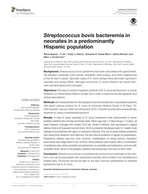 (PDF) Streptococcus bovis Bacteremia in Neonates in a Predominantly ...