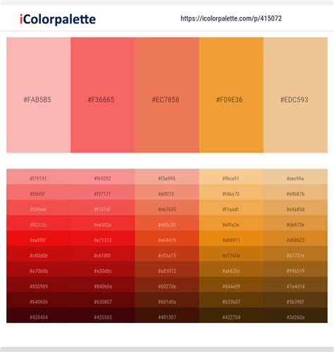 25 Shades of Orange color Palette Collection | Curated collection of Color Palettes