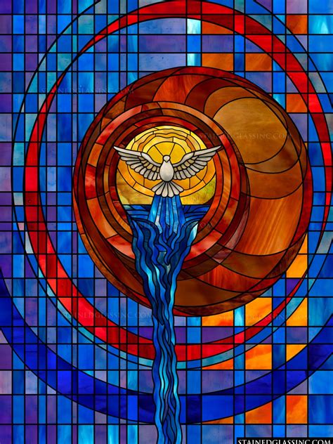 "Modern Stylized Stained Glass Window" Religious Stained Glass Window