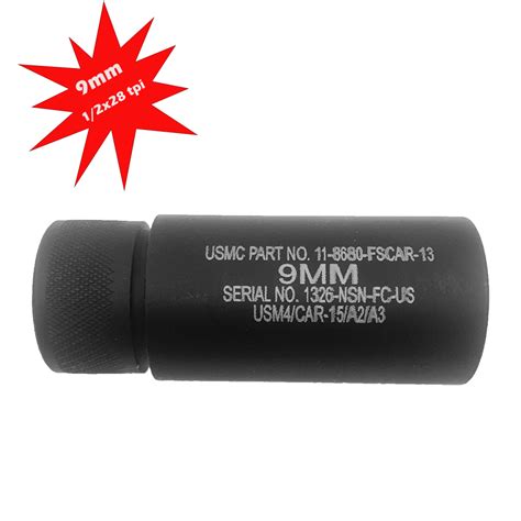 FTF Military Type 3" Mini 9mm Fake Suppressor Inert Silencer 1/2x28 tpi | FTF Industries Inc ...