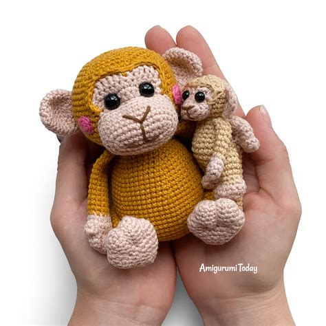 Amigurumi monkey with baby free pattern - Amigurumi Today