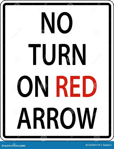 No Turn on Red Arrow Sign on White Background Stock Vector ...