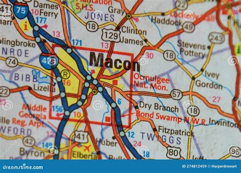 Map Image of Macon, Georgia Stock Image - Image of cartography, byron ...