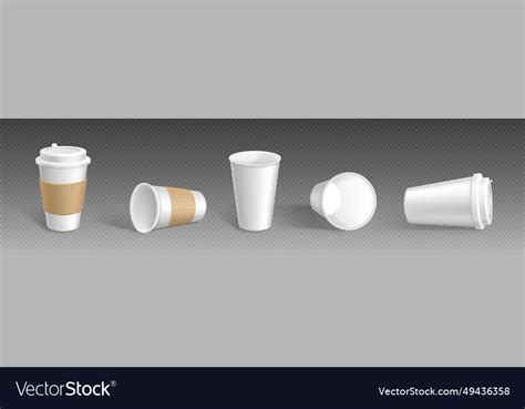 White isolated paper coffee cup mockup Royalty Free Vector