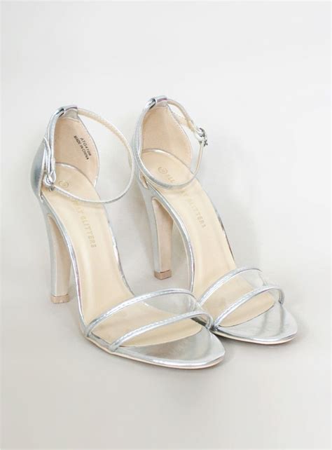 Metallic Silver Strappy Heels | Silver strappy heels, Bridal shoes, Strappy heels