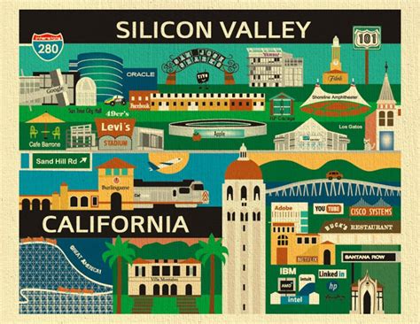 Silicon valley map poster - Map of silicon valley poster (California - USA)