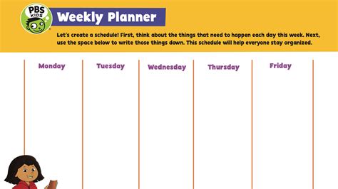 Weekly Planner Chart | Kids Coloring Pages | PBS KIDS for Parents