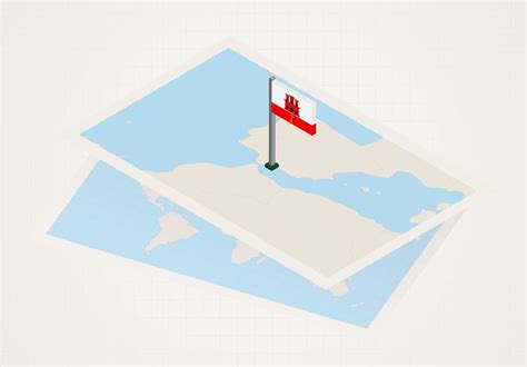 Gibraltar selected on map with isometric flag of Gibraltar. 10694075 ...