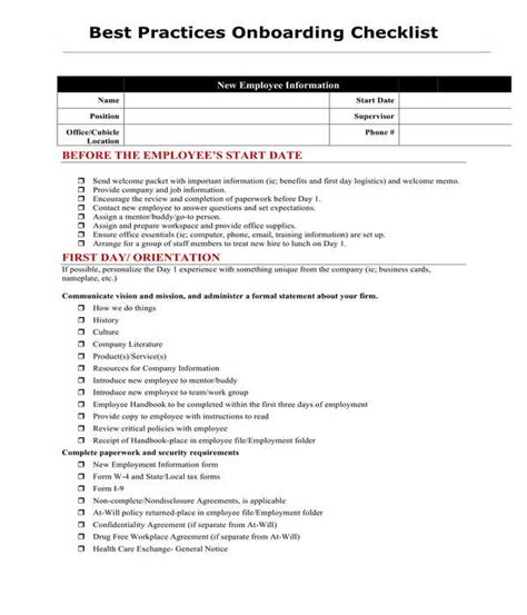 FREE 7+ Employee Onboarding Checklist Forms in PDF | MS Word | Excel