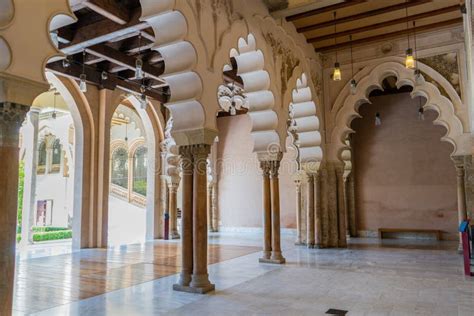 Aljaferia Palace Interior View in Zaragoza , Spain.Islamic Architecture ...