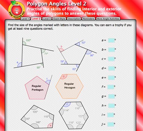 Worksheet On Interior And Exterior Angles Of Polygons