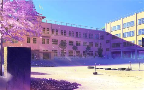 School Building Background Anime