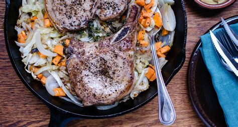 Virginia Willis' Skillet Pork Chops with Cabbage and Sweet Potatoes ...