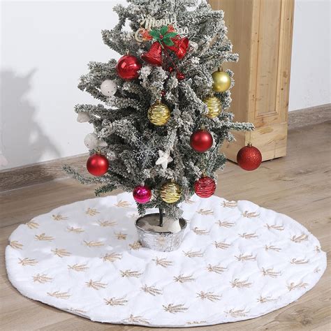 MandyQ Christmas Tree Skirt,30 Inches White Gold/Silver/Colorful Plush ...