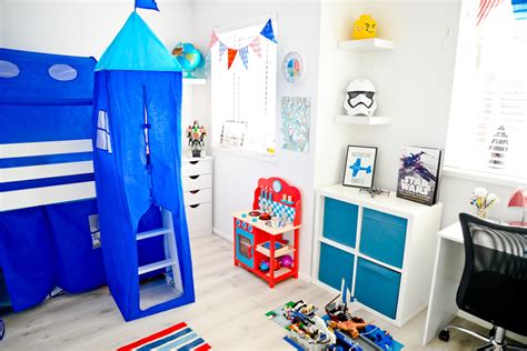 Finished Boys Bedroom Makeover: Ethans Blue, White And Red Big Boy Room | Alex Gladwin Blog