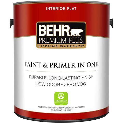 BEHR Premium Plus 1 gal. Ultra Pure White Flat Zero VOC Interior Paint and Primer in One-105001 ...