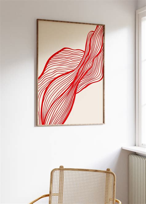 Abstract Red Line Printable Wall Art Large Size Minimalist - Etsy